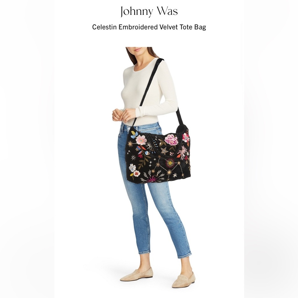 NEW Johnny Was Celestin Black Tote Purse Bag NWT